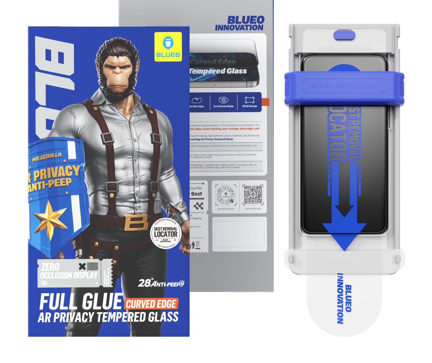 BLUEO MR.GORILLA AR Privacy 28° himoya oynasi — iPhone 17 Pro/Pro Max